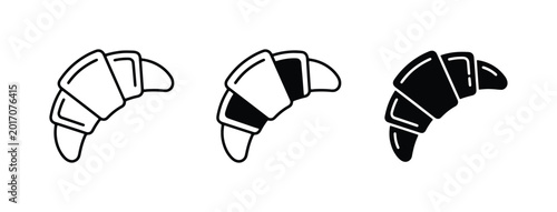 Tableau sur toile Croissant Icons, Bakery Symbols, Breakfast Pastry Graphics, Food Vector Art