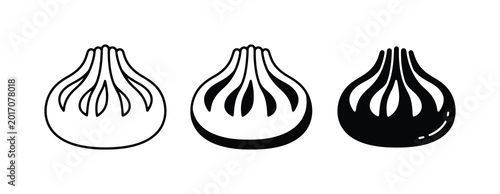 Obraz na plátne Khinkali Dumpling Icons, Georgian Food Vector Set, Traditional Cuisine Graphics