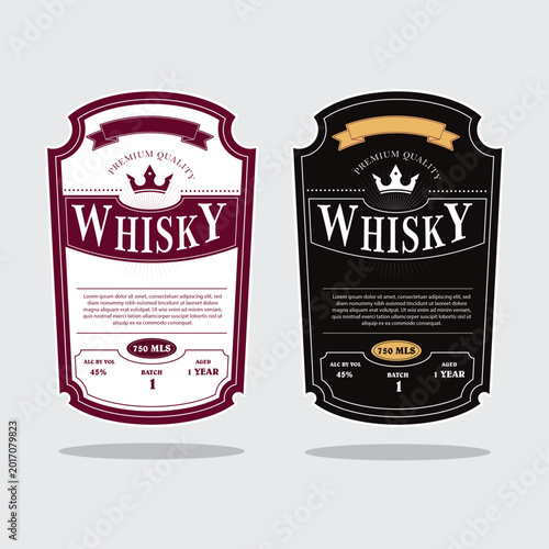 Premium Vintage Whisky Label Templates with Crown Motif