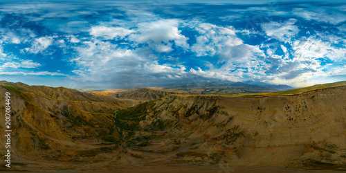 Fotografía Panoramic 360 degrees aerial view of arid mountainous desert landscape with cany