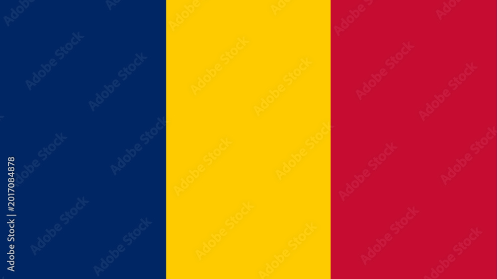 Obraz premium Chad Flag , Flag of Chad state symbol isolated on background national banner. Greeting card National Independence Day of the Republic of Chad . Illustration banner with realistic state flag.