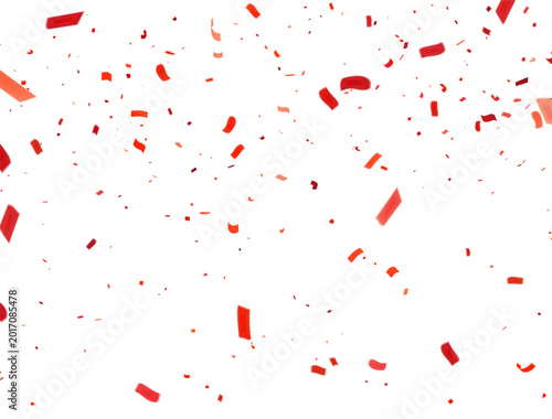 Foto Red confetti falling over a transparent background, creating a festive overlay ideal for party invitations, celebration banners, event graphics, holiday promotions and congratulatory designs
