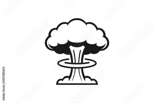 Billede på lærred Mushroom cloud of nuclear explosion icon isolated on white background