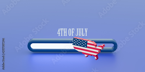 Fourth of july, USA Independence Day greeting card. 3d render.