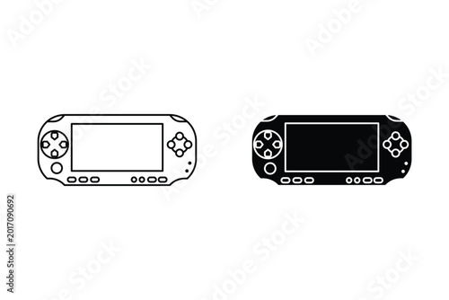 PSP icon set. PSP vector symbol in black filled and outlined style.