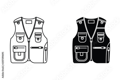 Utility Vest, Tactical Vest vector, Tactical jacket flat design illustration, Workwear set