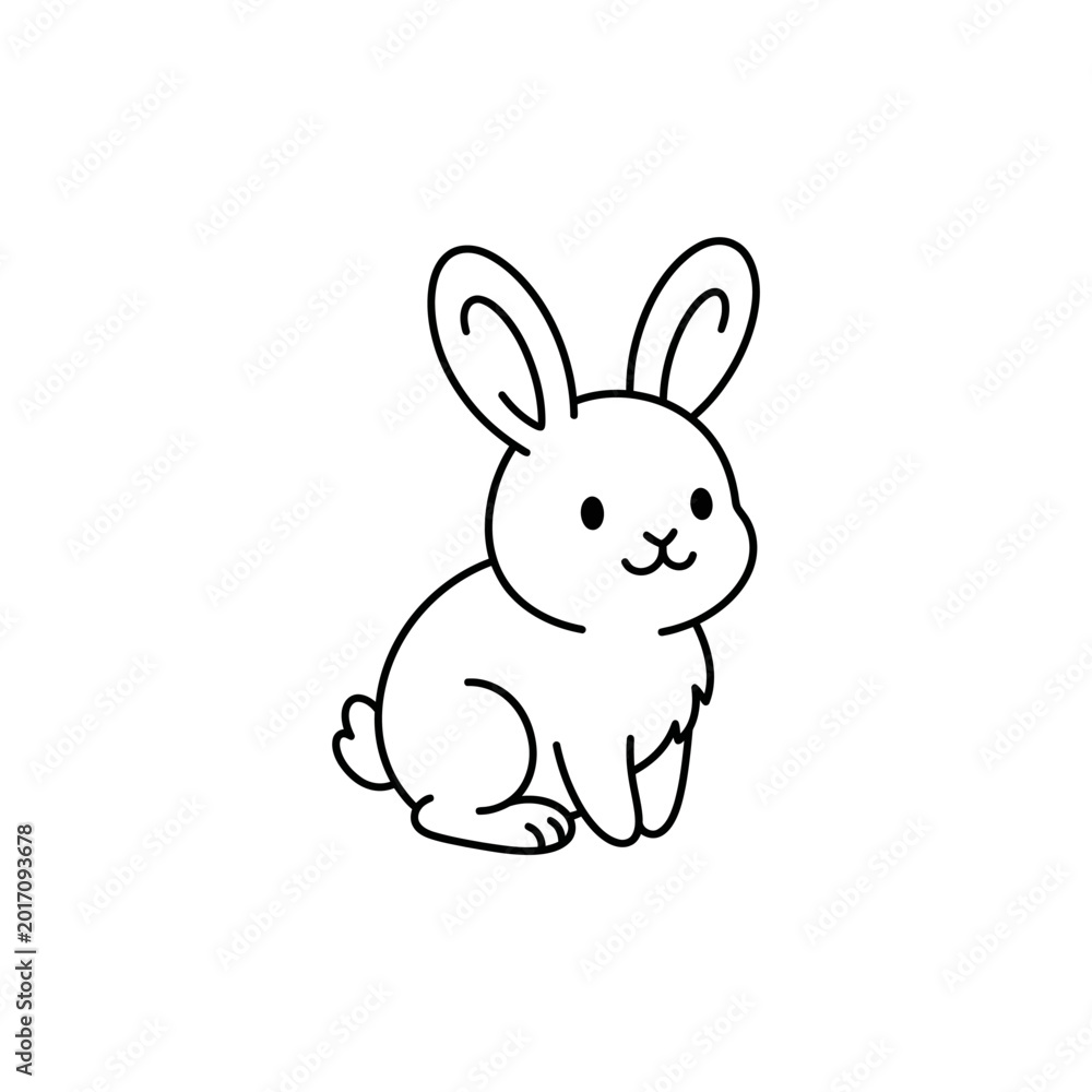Obraz premium Cute Cartoon Rabbit Sitting Down.