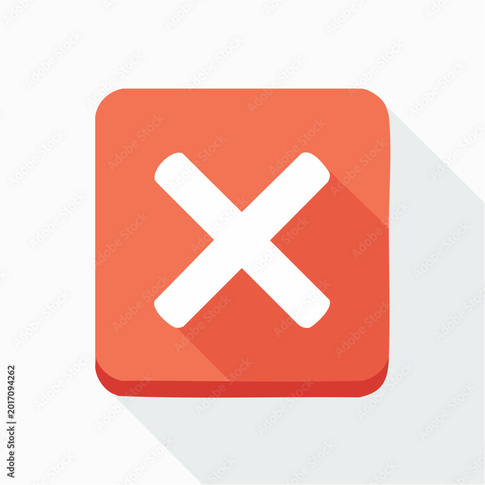 Obraz premium Red Square with White Cross Icon