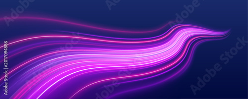 Tableau sur toile Glowing data streams flow across a digital void