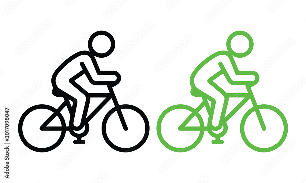Obraz premium Person riding bicycle with eco-friendly green outline