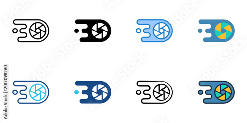 Photos Shutter speed icons set multiple style collection