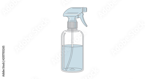 Transparent spray bottle isolated on white background for cleaning or hygiene