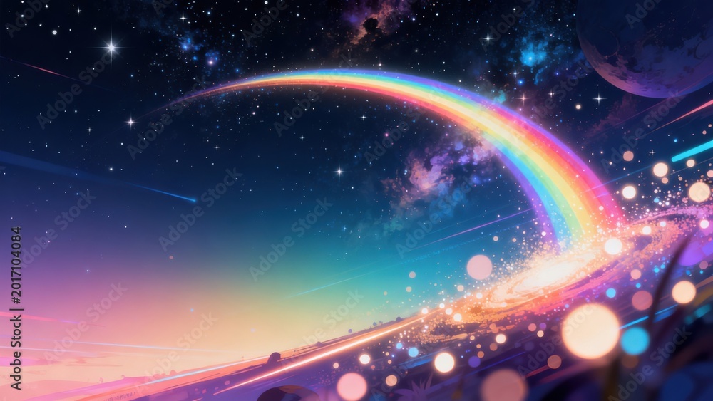 Obraz premium Cosmic rainbow in starry sky