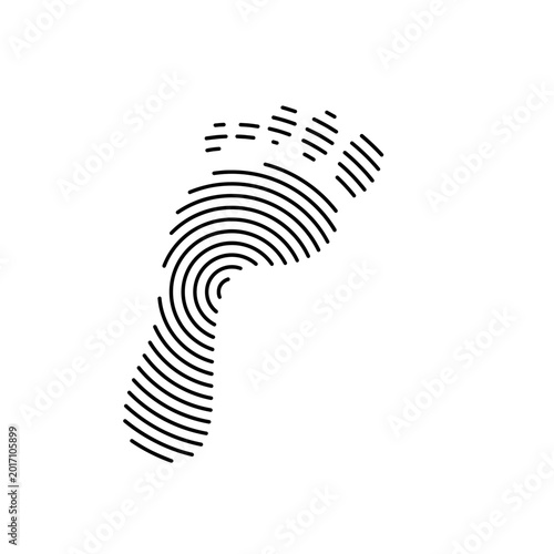 Human Footprint Icon with Fingerprint Line Pattern on White Background