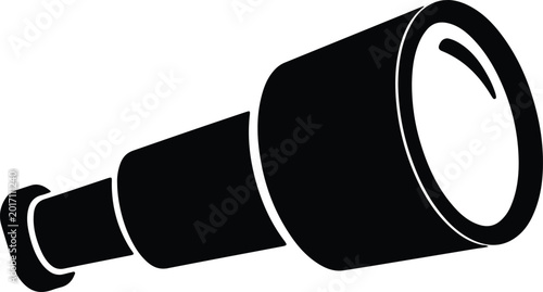 Silhouette design of vintage nautical telescope for sea navigation exploration vector