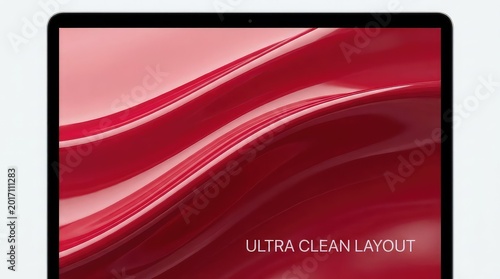 Glossy red liquid waves on clean minimalist background