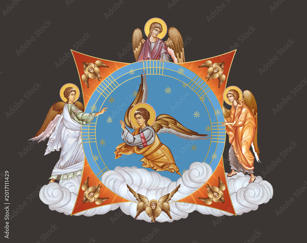 Obraz premium The Radiant Assembly of Angels in Byzantine Divine Splendor
