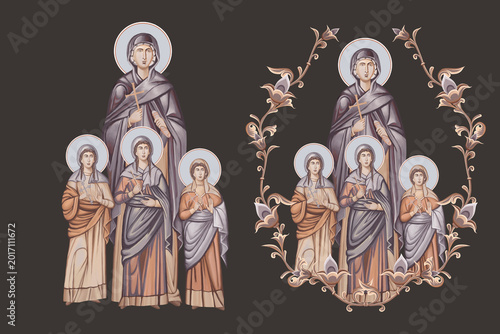 Bilde på lerret Holy Martyrs Faith, Hope, Love and their mother Sophia