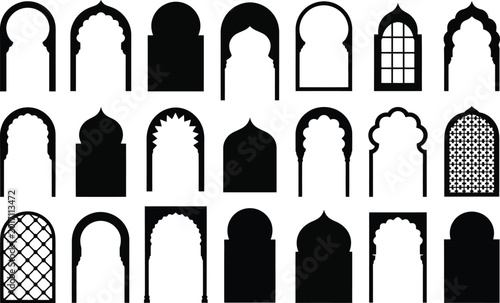 Canvastavla Compilation of diverse islamic arches and window silhouettes with middle eastern
