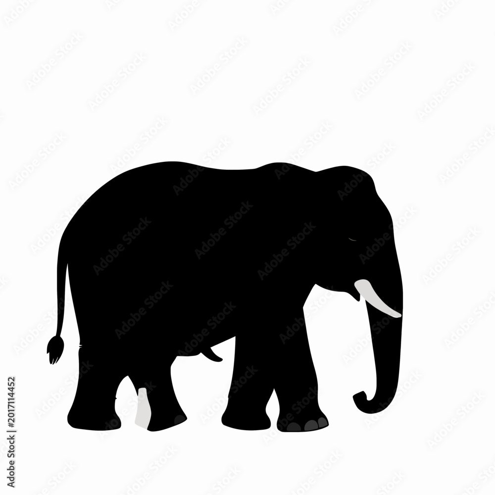 Fototapeta premium African Elephant Family Silhouette Icon - Majestic Mother and Calf Walking Together for Wildlife Travel Illustration