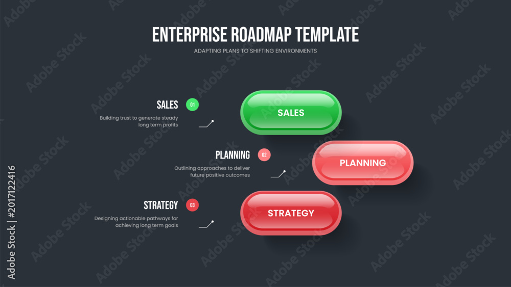 Naklejka premium Business Plan Three Element Diagram Slideshow Template. Company Proposal 3 Option Infographic Frame Layout. Project Strategy Slide Design Vector Illustration.