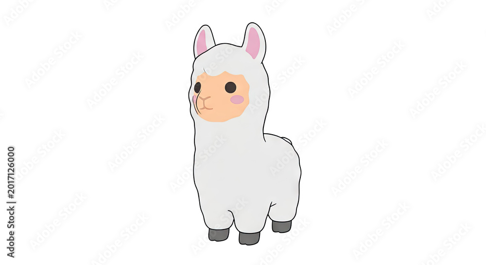 Fototapeta premium Cute Kawaii Alpaca Illustration