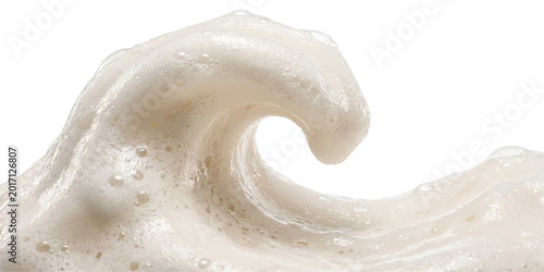 Foto A close up view of a soft soap foam wave with small bubbles forming a gentle cur