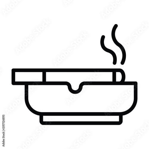 Cigarette in an ashtray icon vector illustration with cigarette addiction unhealthy illustration minimalist