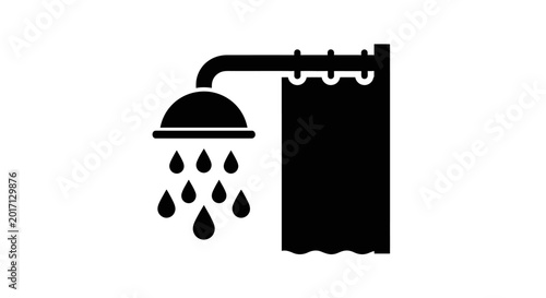 Quadro su tela shower curtain and showerhead silhouette high quality professional detailed mode