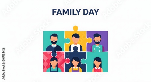 Happy family day illustration connected puzzle pieces representing family bonds