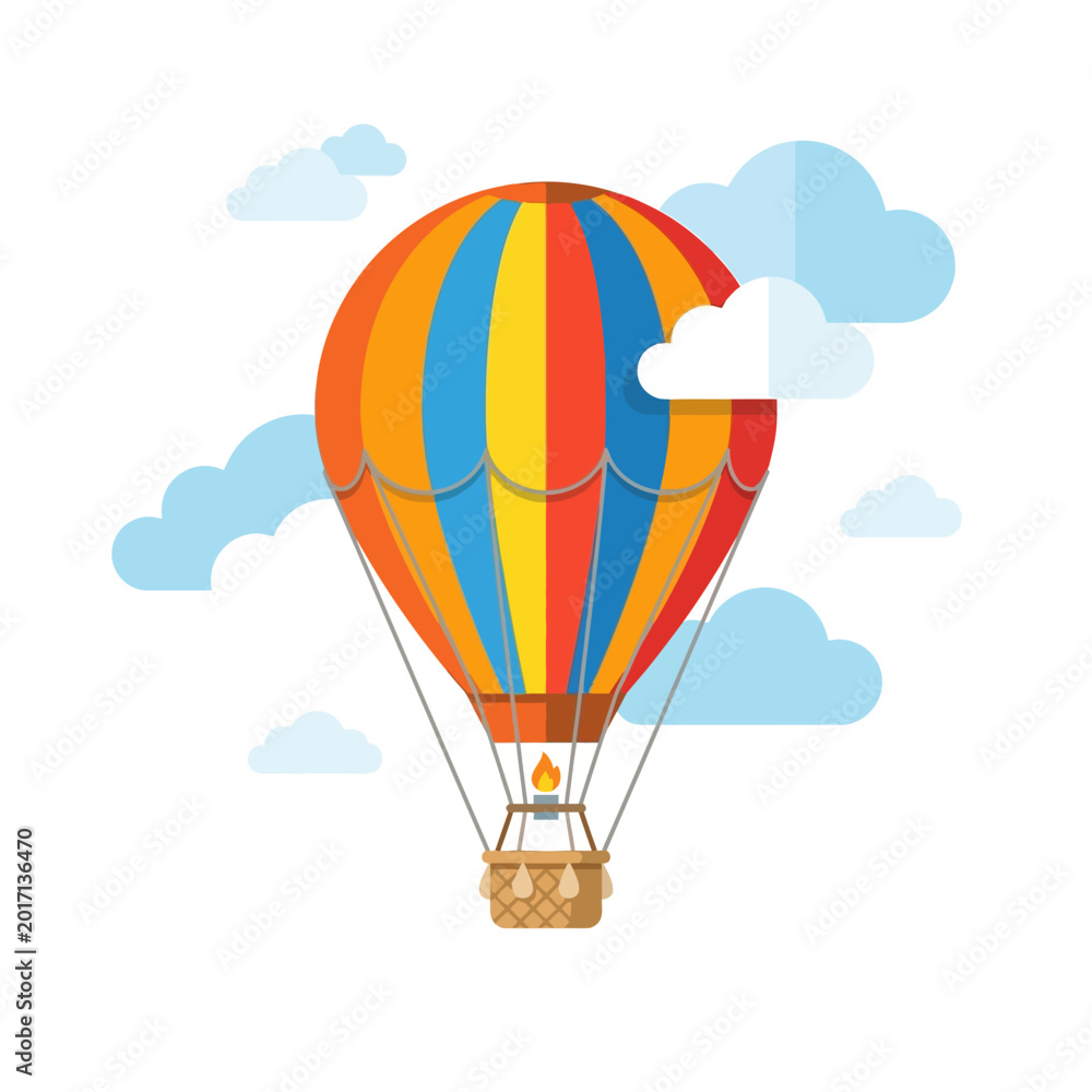 Obraz premium a hot air balloon with striped pattern and clouds