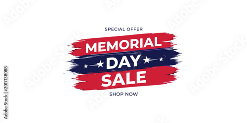 Memorial day sale patriotic brush stroke banner for special offers