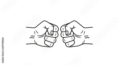 Two fists facing each other strongly.