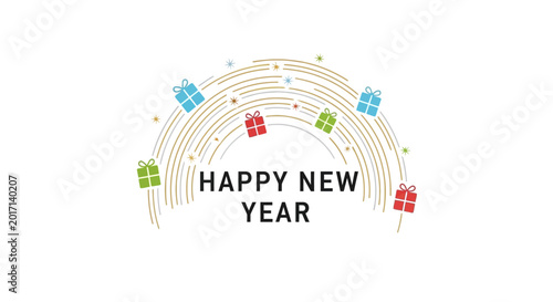 Happy New Year greeting card design.