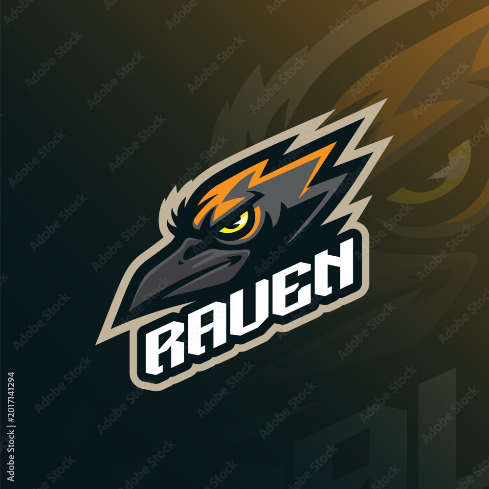 Fototapeta premium Raven mascot logo design vector. Raven head illustration for sport and esport team.