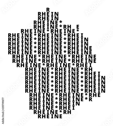 Typographic Map of the city Rheine (Germany) with a pattern of capital letters that only show the name of the city