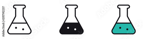 Bild auf Leinwand Laboratory flask icon set
