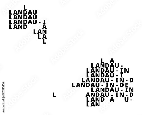 Obraz na płótnie Typographic Map of the city Landau in der Pfalz (Germany) with a pattern of capi