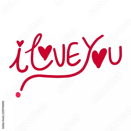 Hand Drawn I Love You Calligraphy with Red Heart Animation
