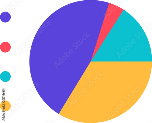 Fotografija Pie chart graphic illustrating statistical data segmentation with a correlating
