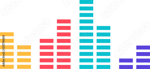 Tableau sur toile Graphical equalizer bars visualizing fluctuating sound levels with various color