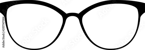 Foto Black outline of feminine cat eye glasses icon on a white background