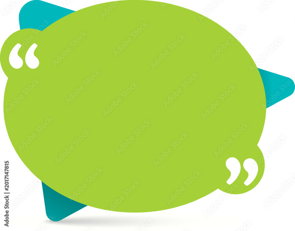 Naklejka premium Green speech bubble with blank space for message and quotation marks