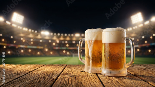 Football watch party beer mug stadium light. Football watch party television friends soccer group fan game fun sport home