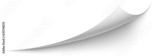 Fotografie Paper page corner curling up revealing a blank white background for copy