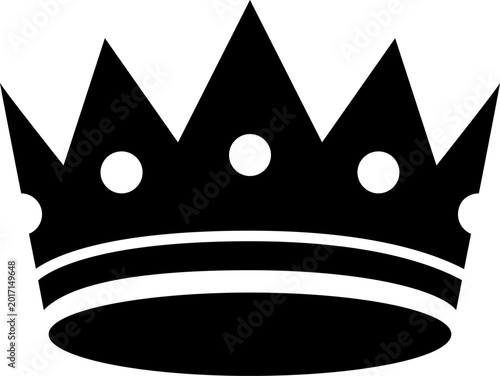 Obraz na plátne Black crown icon representing authority, monarchy, and achievement on a white ba