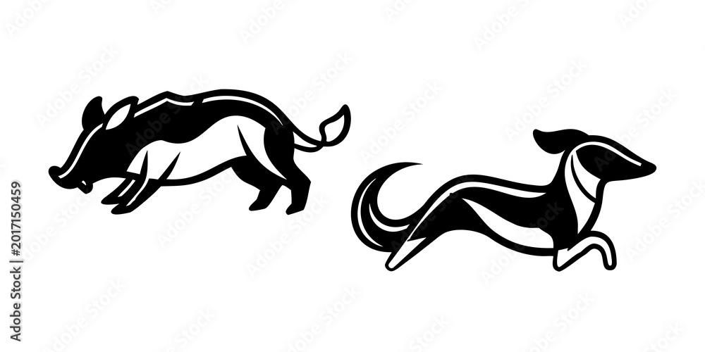 Fototapeta premium Badger And Ferret Animal Mascot Outline Icons Vector Illustration Wildlife Design Set