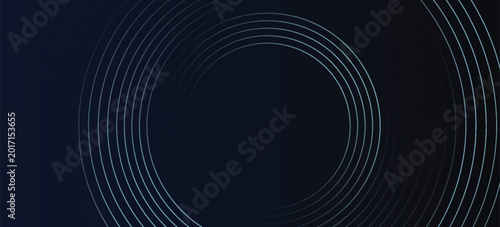 Blue abstract background with glowing circles. Swirl circular lines pattern. Geometric spiral. Twirl element. Modern graphic design. Futuristic technology concept.