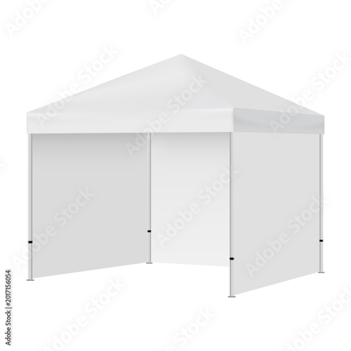 Foto Blank event tent mockup with walls, side view, isolated on white background