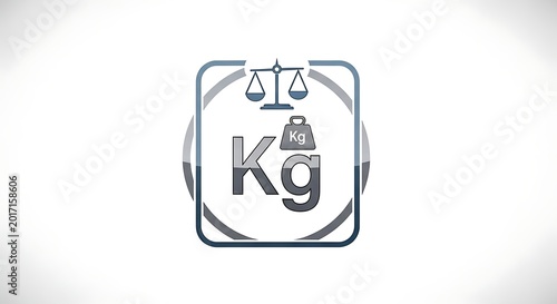 Minimal Kilogram Weight Symbol Displayed with Scale Icon on White Background